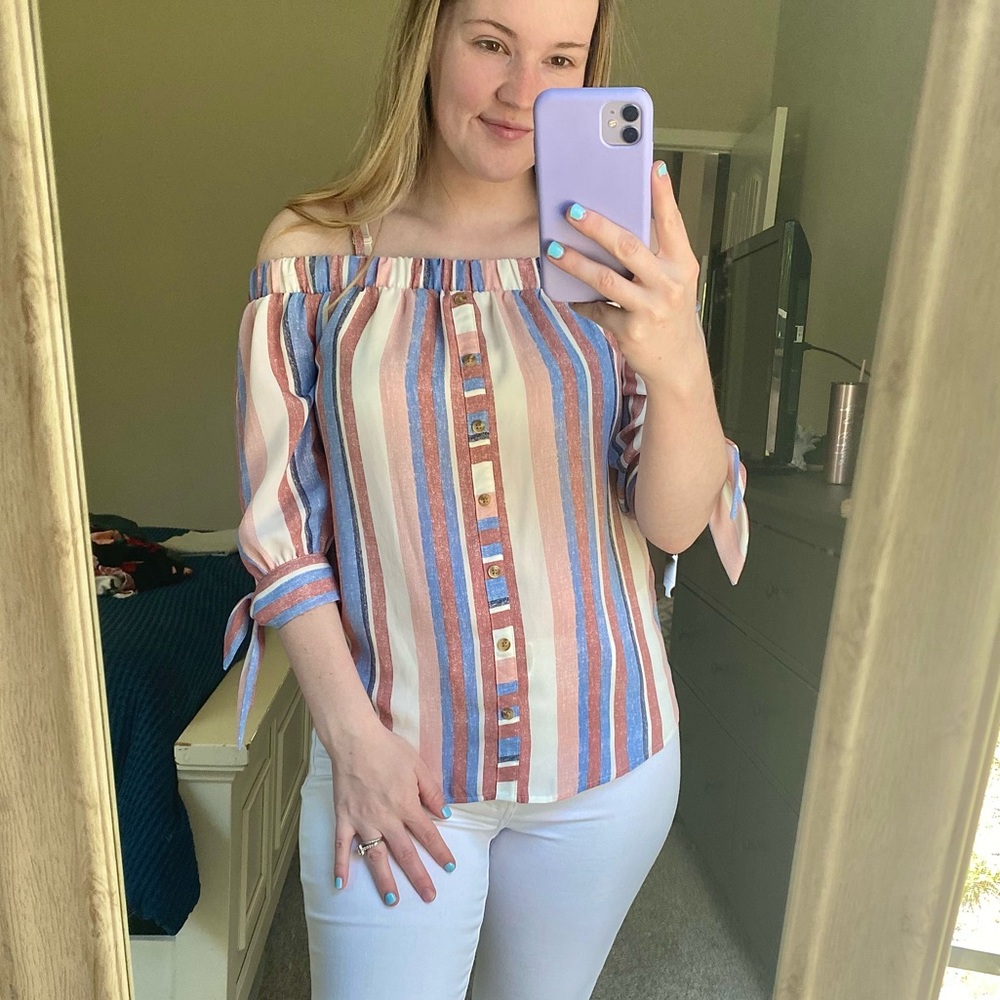 Off shoulder stripe top